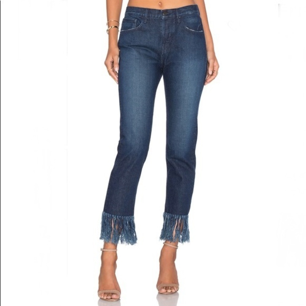 NWT 3x1 $295 Revolve Fringe Straight Crop in Soldier Wash Size 32